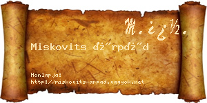 Miskovits Árpád névjegykártya